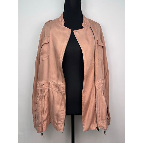 Rails Sz Small Maeve Pink Utility Military Jacket Front Slash Pockets 100% Cupro - Picture 3 of 11